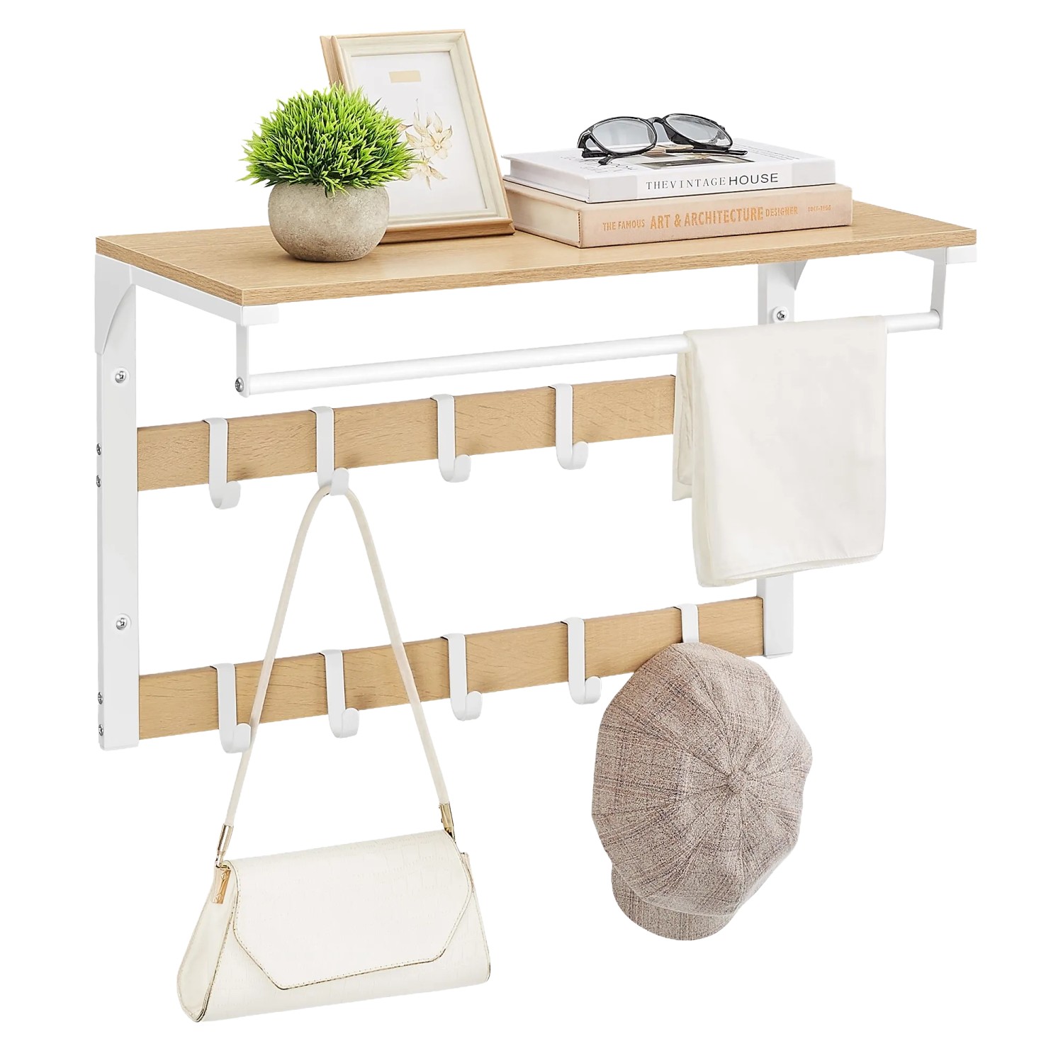 Vasagle Wandgarderobe mit Ablage 65 cm x 42 cm x 30 cm Weiß