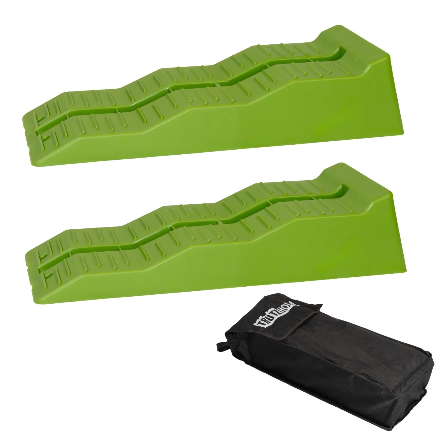 TRUTZHOLM 2x Auffahrkeil mit Überfahrstopper 60x20x12cm Kunststoff 3 Stufen für Wohnmobil