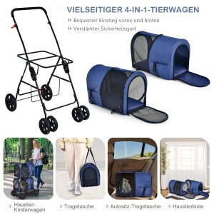 Costway 2 Etagen Hundewagen Buggy Bis 16 kg Blau