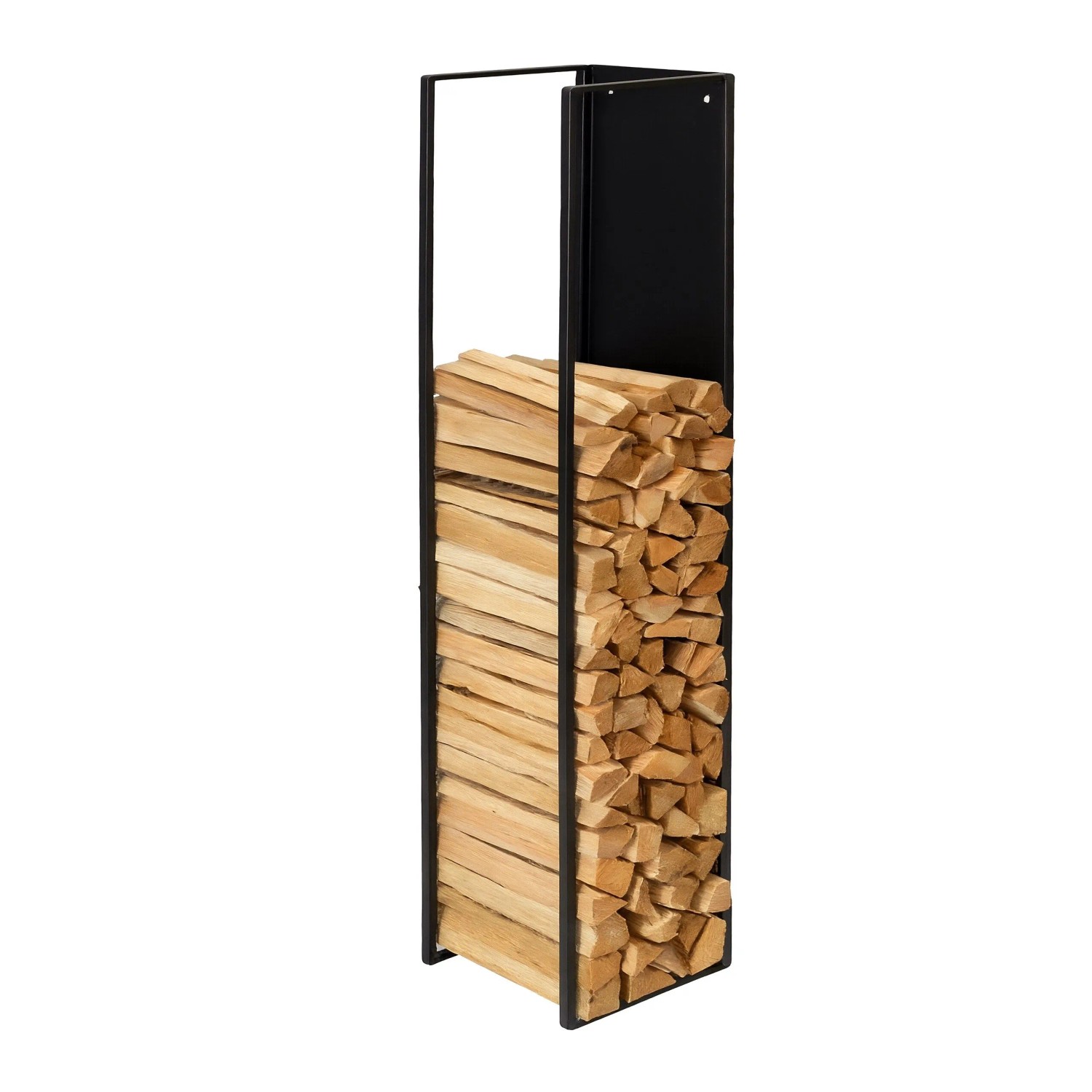 Relaxdays Kaminholzregal Eisen Schwarz Wandmontage 140 cm x 25 cm x 25 cm