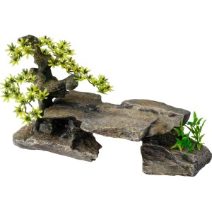 Ebi Dekor-Stein Bonsai, 34 cm, naturgetreue Felsen-Deko für Aquarien.