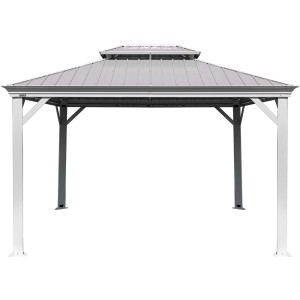 Sojag Aluminium Pavillon Messina 12x16 Champagner mit Doppeldach und Stahlrahmen.