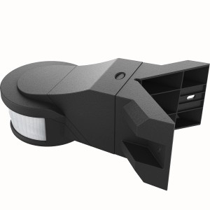 Schwarzer LED Bewegungsmelder 3in1 für Ecke, Wand und Decke, IP44.