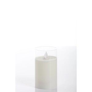 Weiße LED Kerze Echtwachs im Glas (7,5x12,5cm) für stimmungsvolle Beleuchtung.