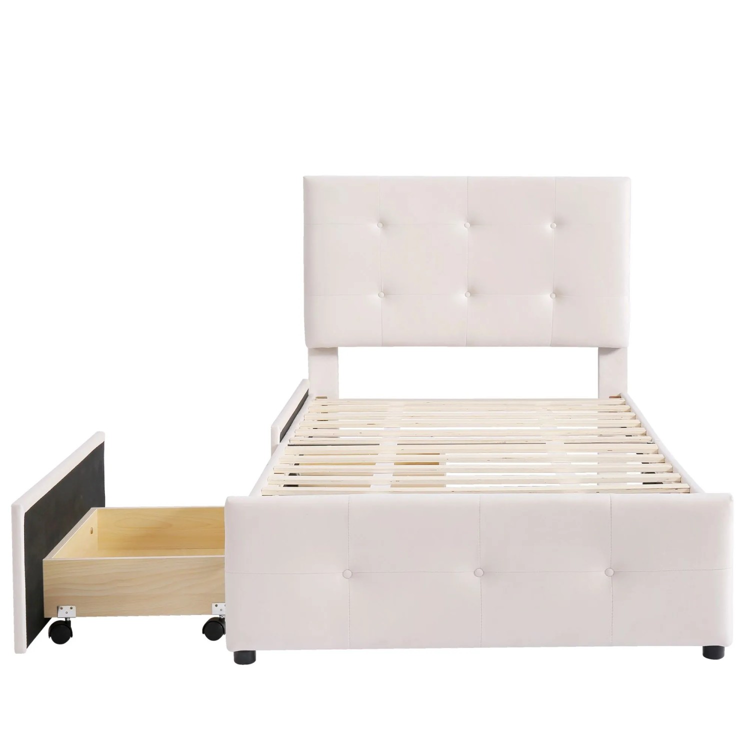 okwish Polsterbett 90x200cm mit Lattenrost Kinderbett Beige ohne Matratze