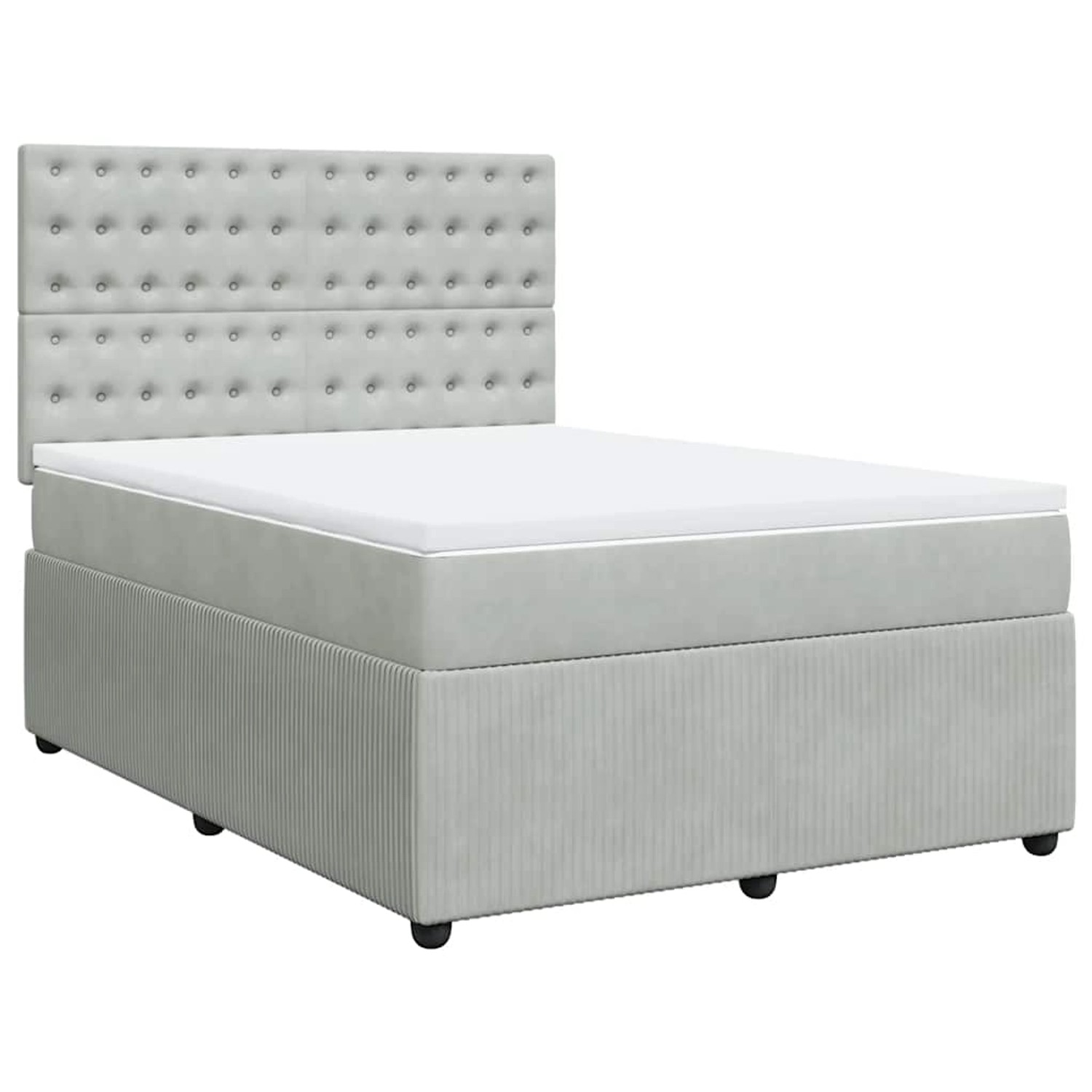 vidaXL Boxspringbett mit Matratze Hellgrau 140x190 cm Samt 3292346 günstig online kaufen