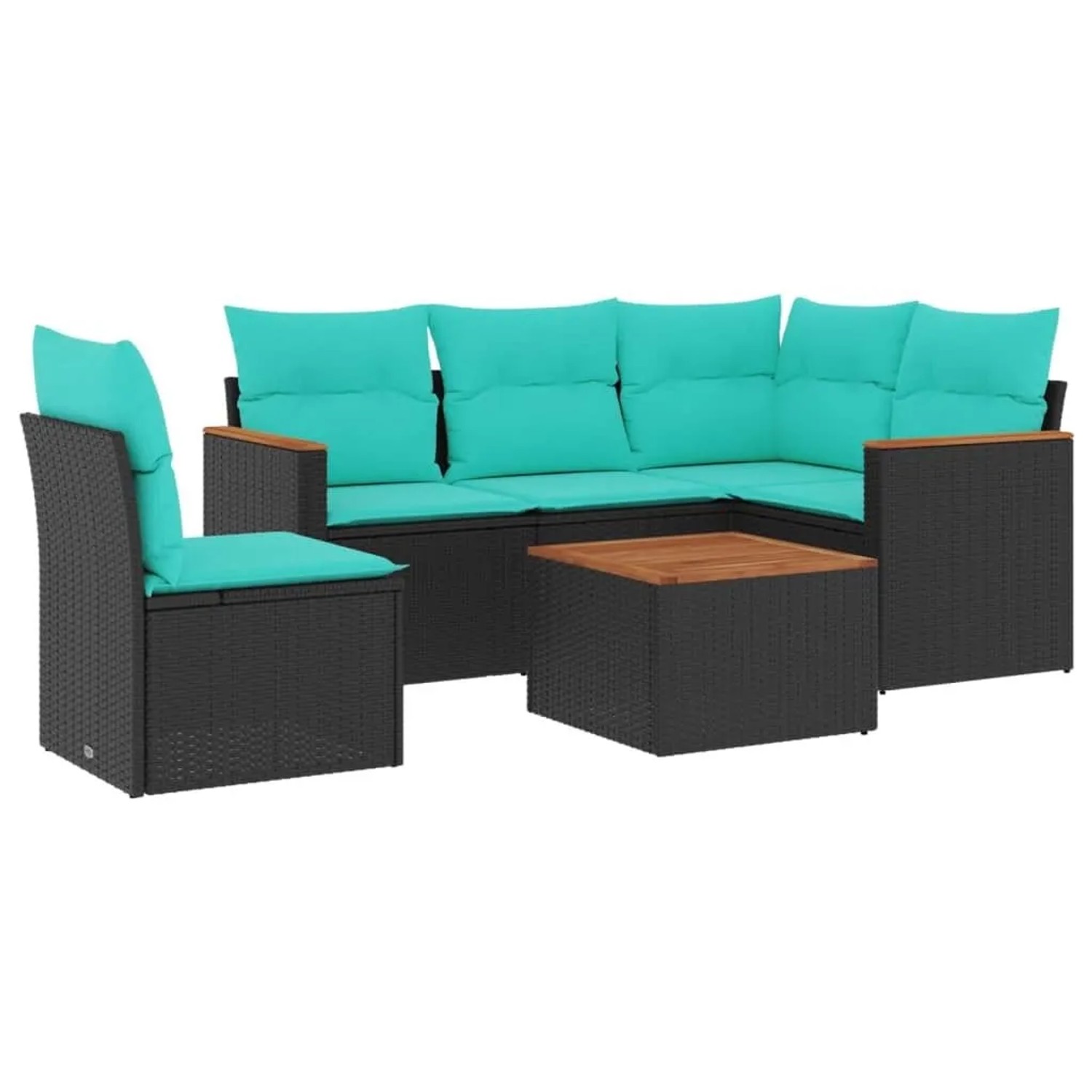 vidaXL 6-Tlg Gartensofa-Set mit Kissen Schwarz Polyrattan 3225980 günstig online kaufen