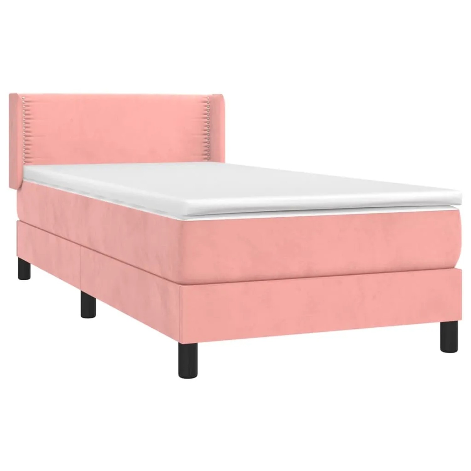 Rosa vidaXL Boxspringbett (100x200 cm) mit Matratze und Samtbezug.