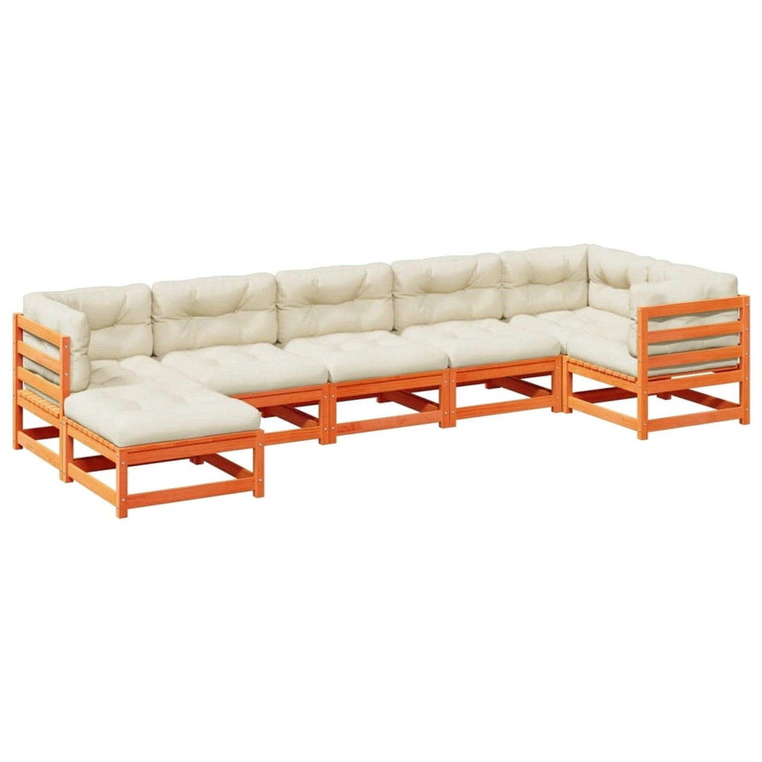 vidaXL 7-Tlg Garten-Sofagarnitur mit Kissen Wachsbraun Kiefernholz 3299546 günstig online kaufen