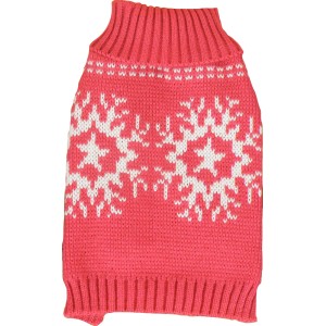 Roter Heim Hundepullover mit Schneeflockenmuster, Größe 40.