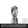 Detailaufnahme eines Metallbohrers aus dem Einhell Bit- und Bohrerset mit Split-Point-Spitze.