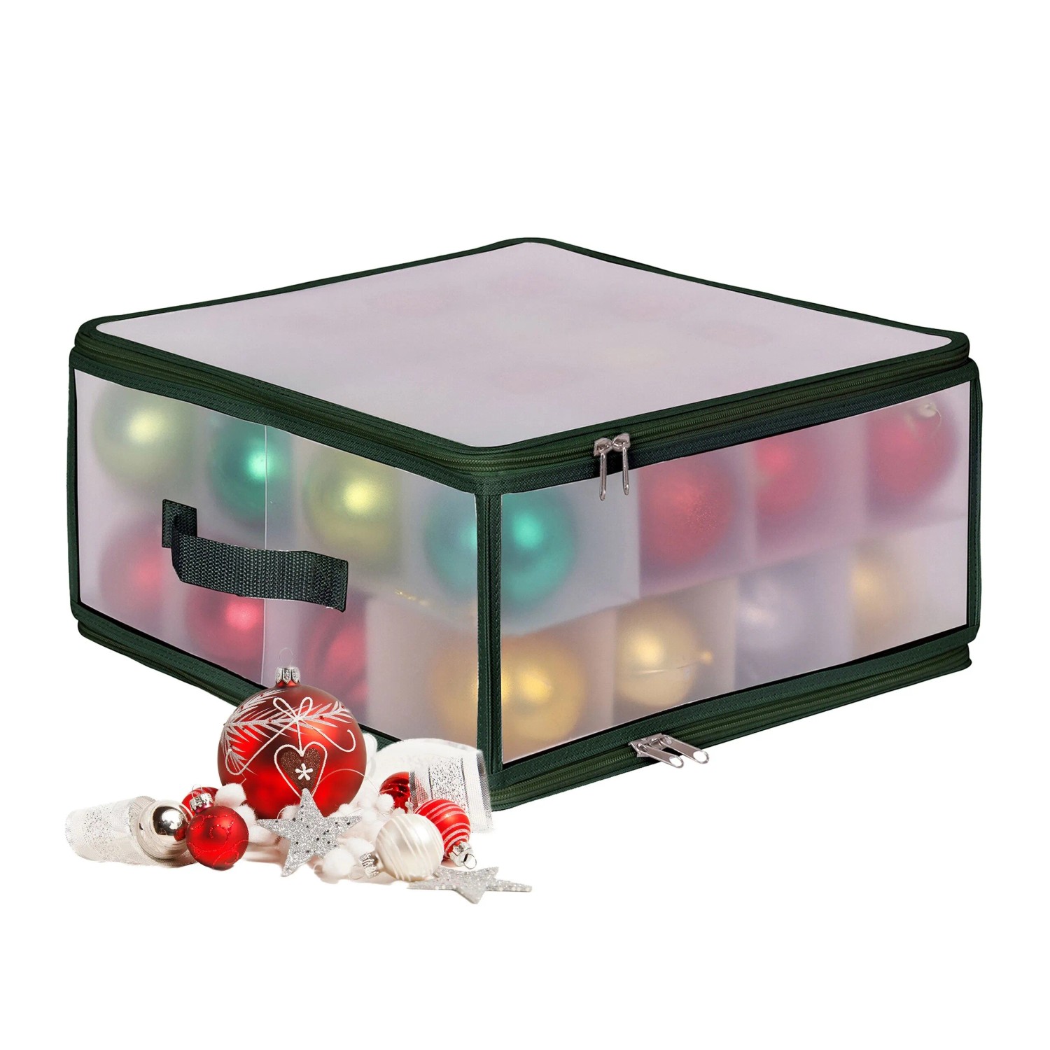 Relaxdays Weihnachtskugel Aufbewahrungsbox Kunststoff Grün Verstellbar 36 cm x 36 cm x 36 cm 1 kg
