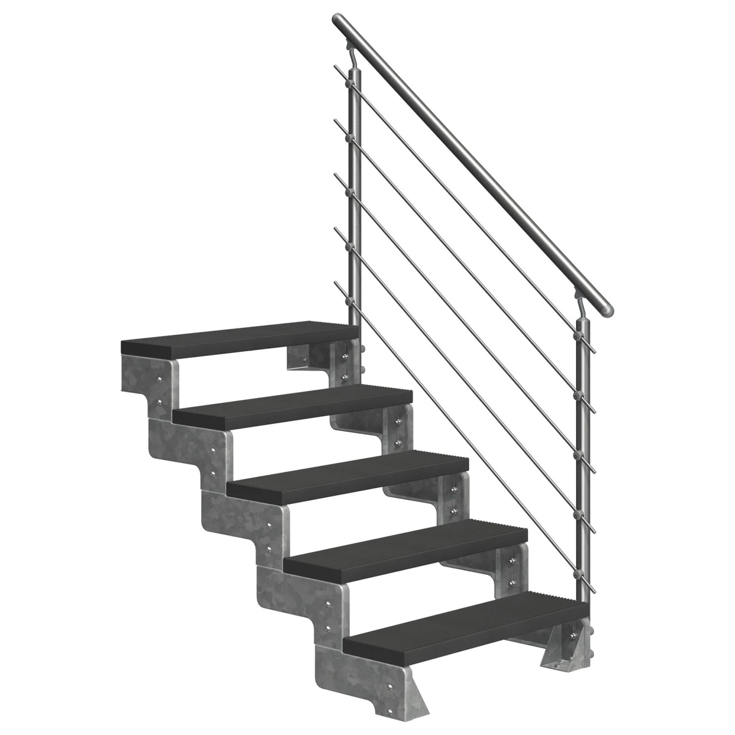 DOLLE Außentreppe Gardentop 5 TRIMAX-Stufen 100 cm anthrazit + Geländer günstig online kaufen