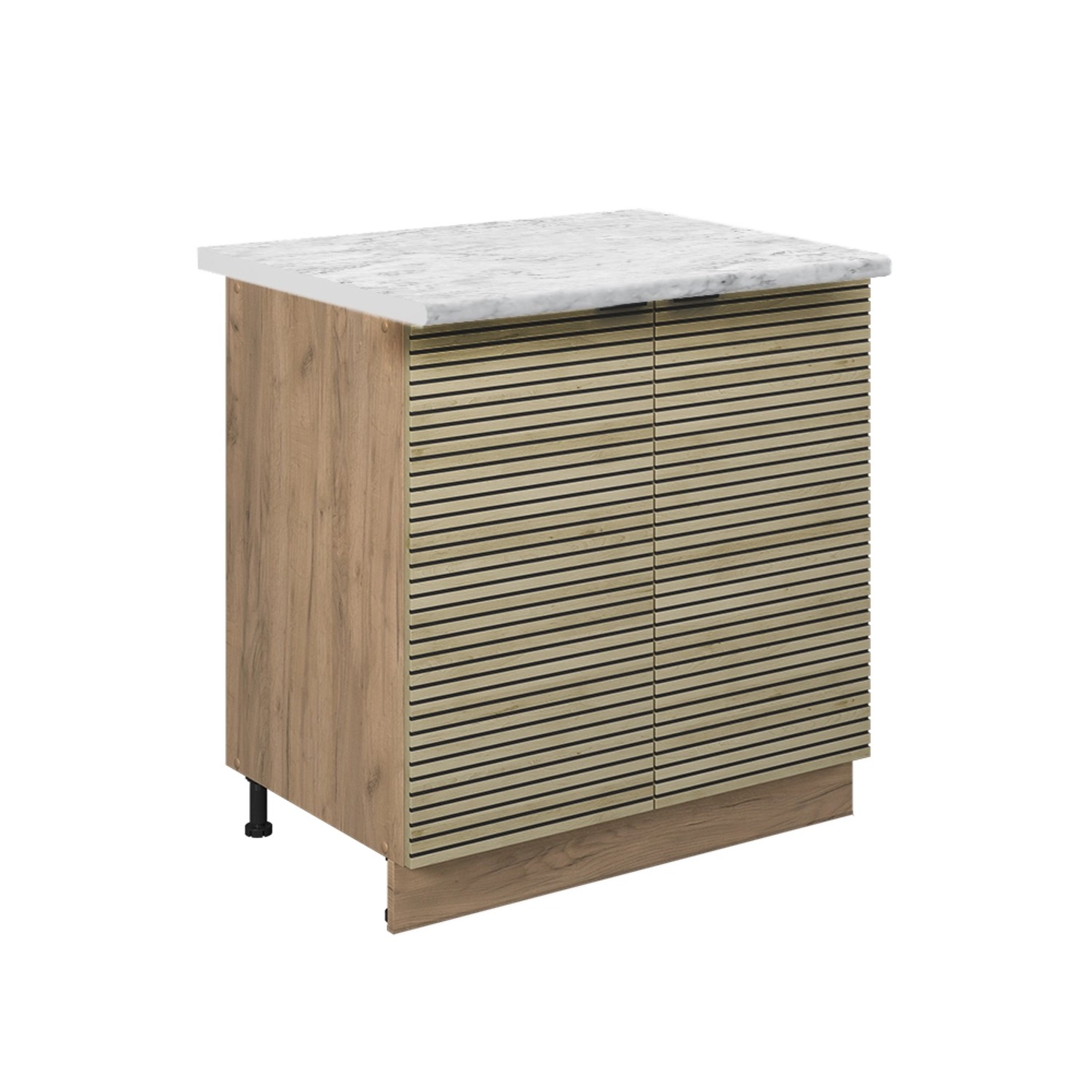 Vicco Küchenschrank Fame-Line Eiche Paneel 80 cm mit Regal AP Marmor günstig online kaufen