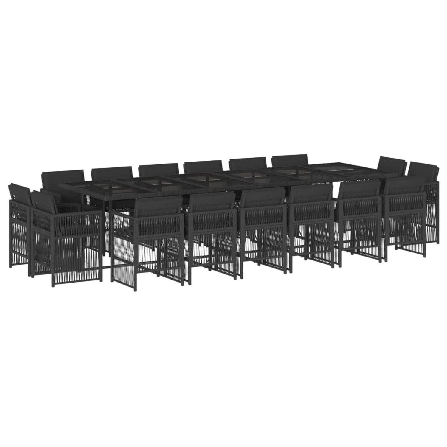 vidaXL 17-Tlg Garten-Essgruppe mit Kissen Schwarz Poly Rattan 3211063 günstig online kaufen