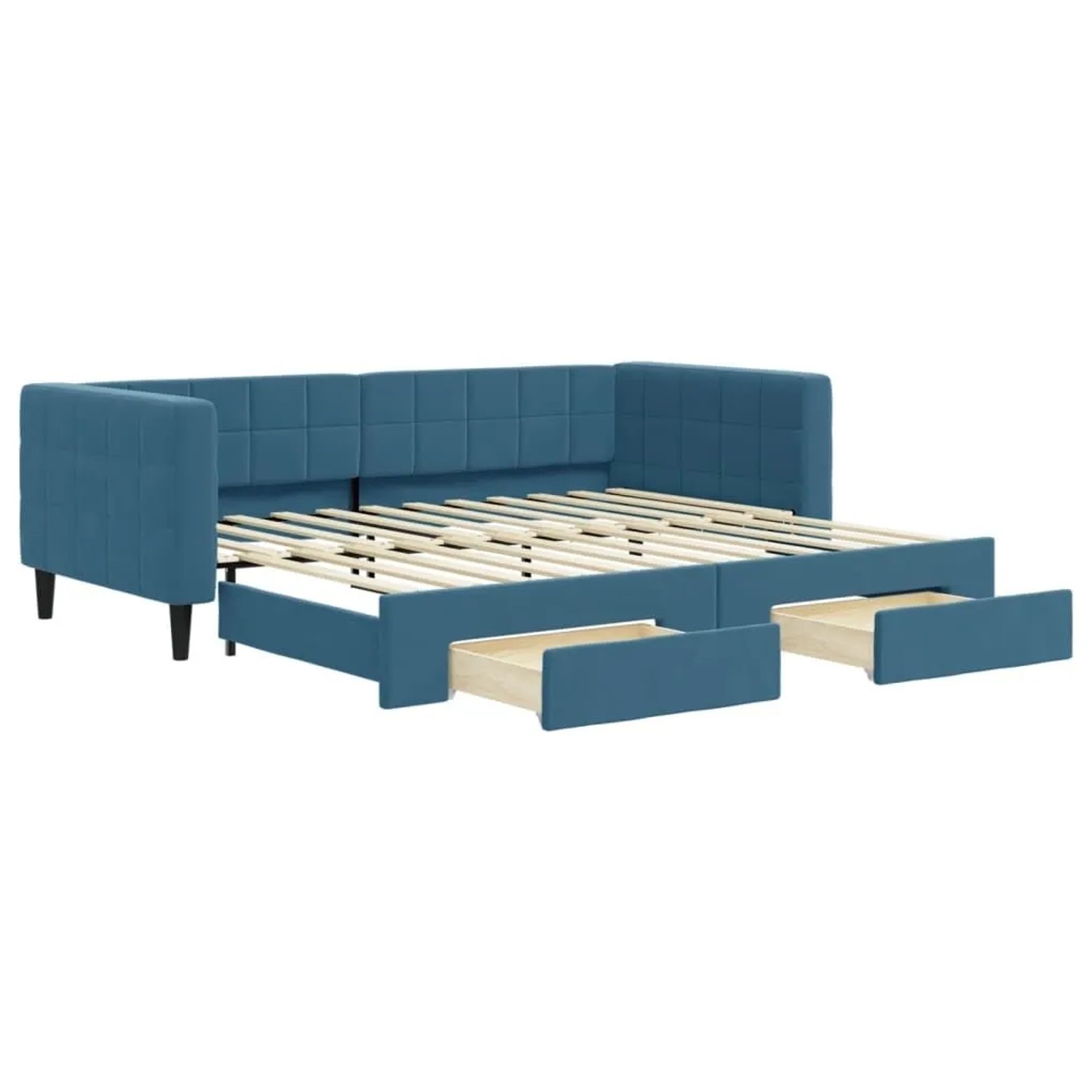 vidaXL Tagesbett Ausziehbar mit Schubladen Blau 90x200 cm Samt 3196738