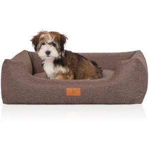 Knuffelwuff Hundebett Lotte, Velours, graubraun, Größe M-L mit Hund