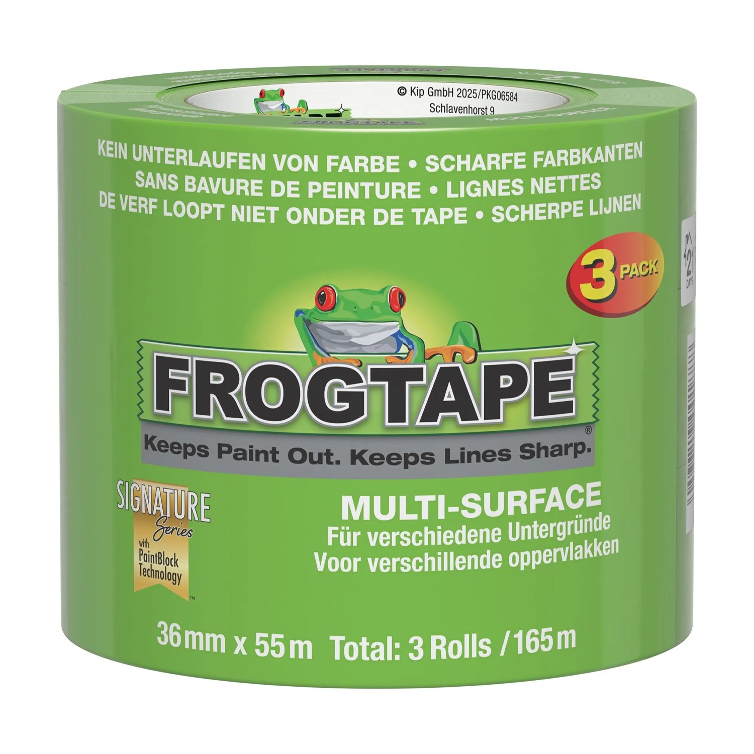 FrogTape Feinkrepp-Malerband Multi-Surface 36 mm Länge 55 m 3er Pack