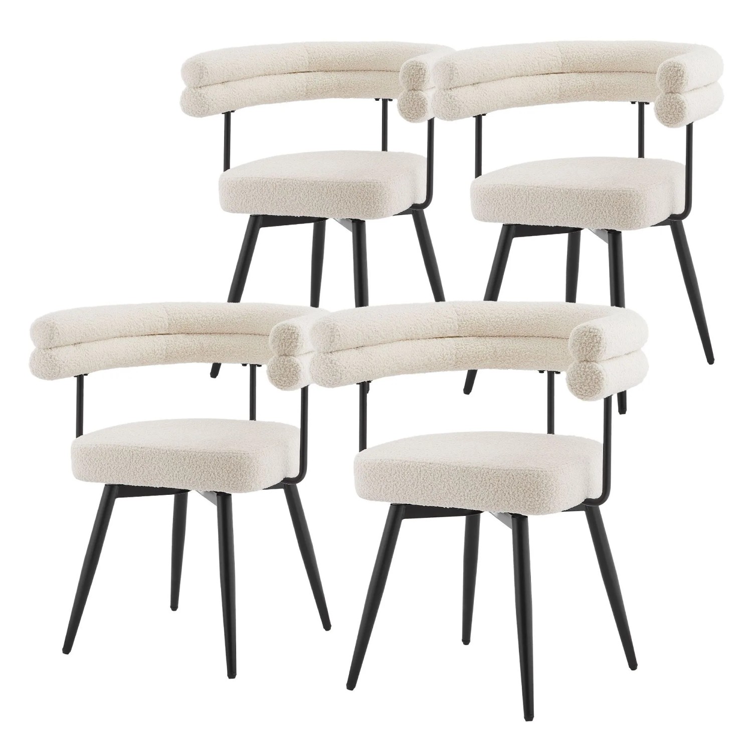 ML-Design Esszimmerstühle Drehbar 4Er Set Beige Teddy-Stoff