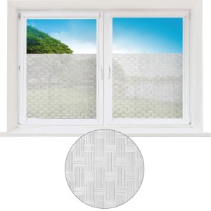 Fenster mit ProHome Fensterfolie Tape Gewebt, 45x150cm, für Sichtschutz und UV-Schutz.