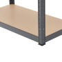 Detailaufnahme: Graues Juskys Lagerregal Easy mit braunem Holzboden.