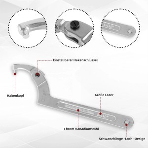 CCLIFE 4tlg Gelenk C Hakenschlüssel Verstellbar Nutmutternschlüssel für Nutmutter 19-170mm