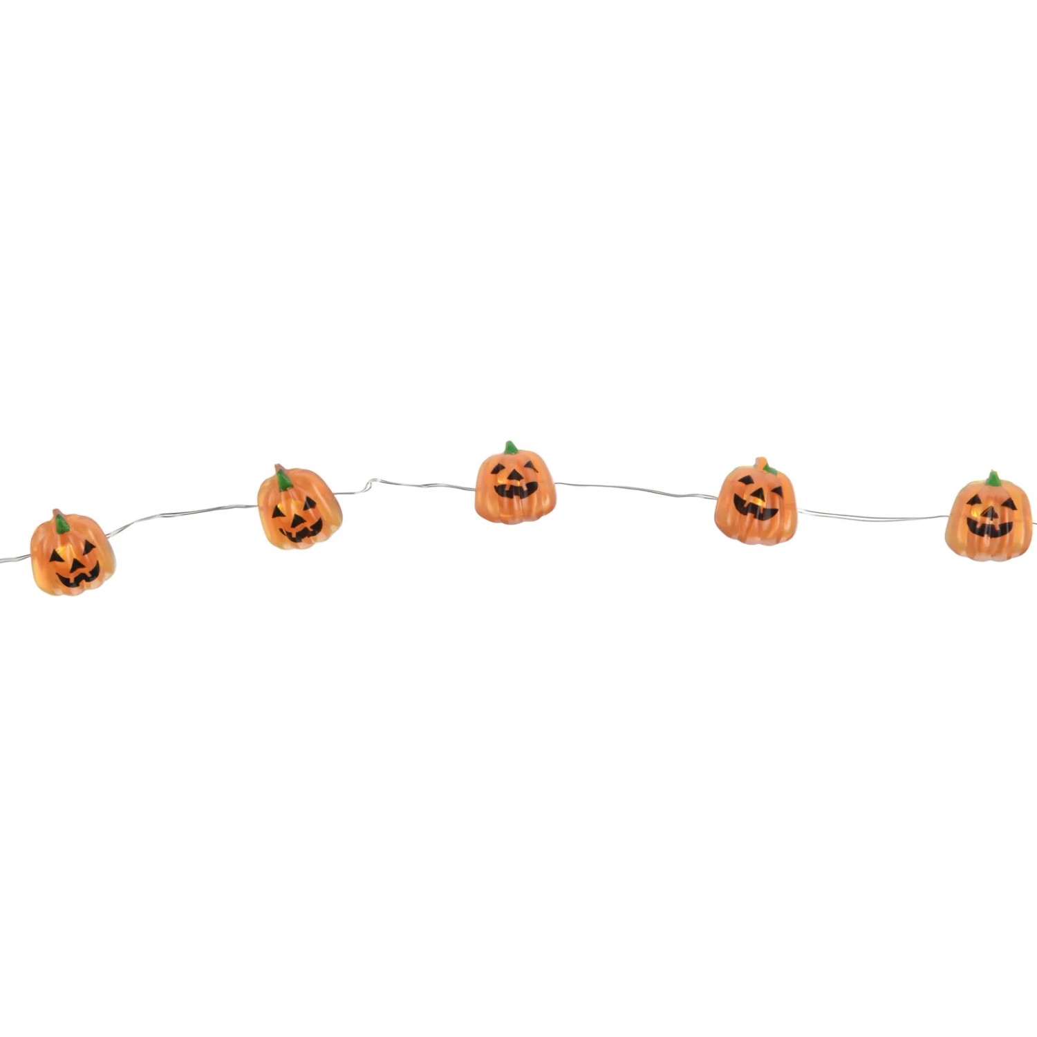 LED-Lichterkette mit Kürbis-Motiven, warmweißes Licht für Halloween und andere Anlässe.