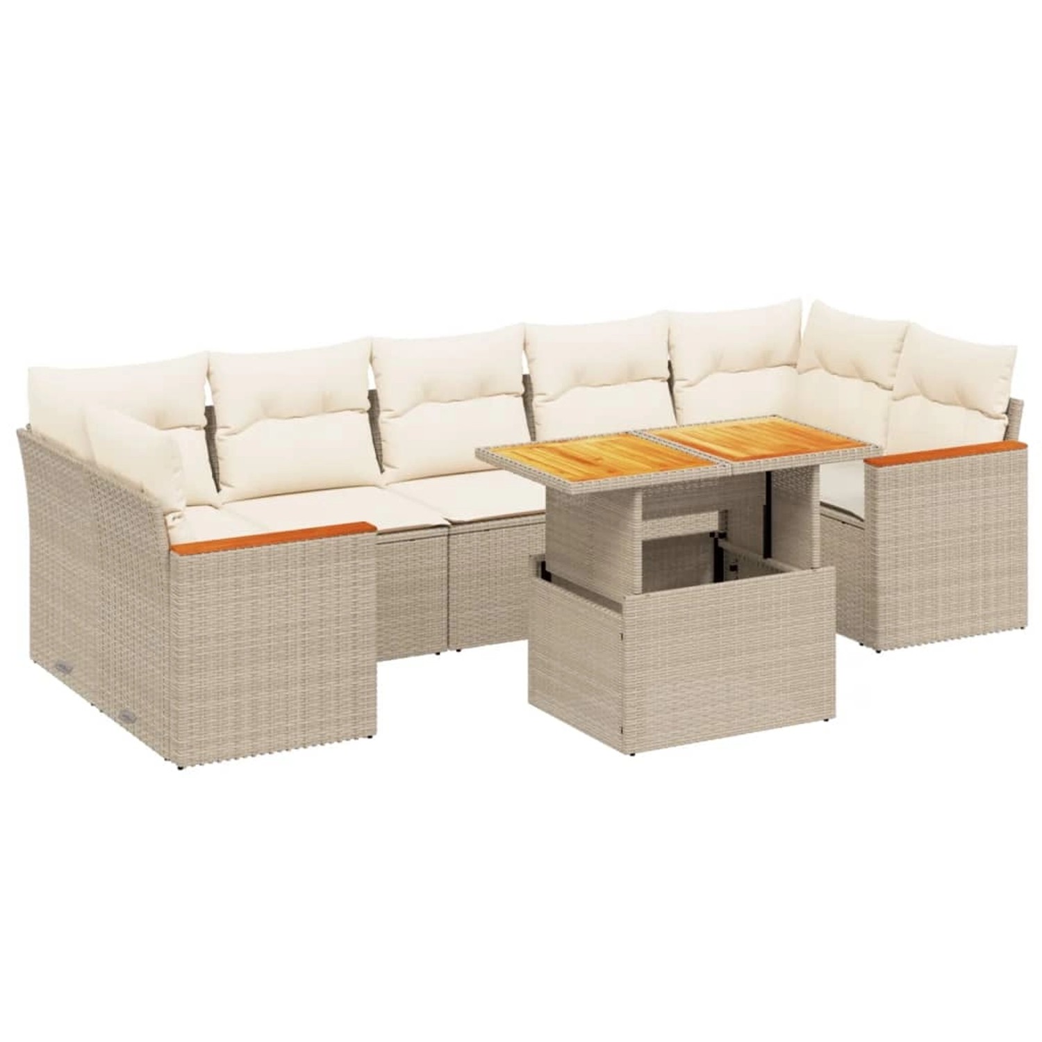 vidaXL 8-Tlg Garten-Sofagarnitur mit Kissen Beige Poly Rattan 3272990 günstig online kaufen