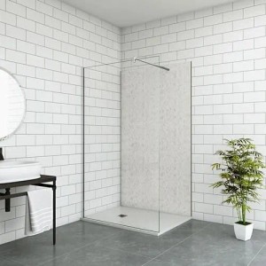 Duschparadies Duschrückwand 100x210cm Duschrückwände Wandverkleidung Premium Aluverbundplatte 3mm Fliesenersatz Zementgrau