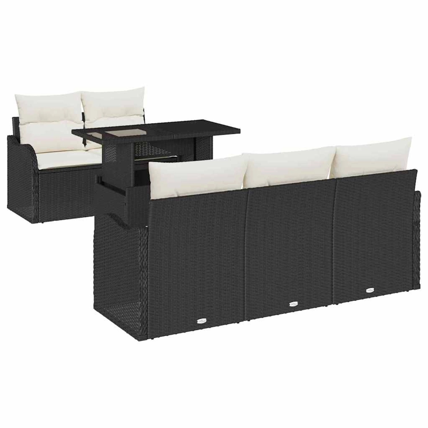 vidaXL Garten-Sofa-Set mit Kissen 6-Tlg Schwarz Poly Rattan 3348373 günstig online kaufen