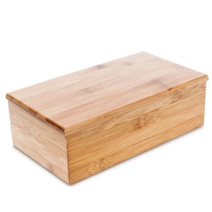 Relaxdays Teebox Bambus Natur Verschließbar Lackiert mit 4 Fächern 9 cm x 27,5 cm x 15,5 cm 0,8 kg