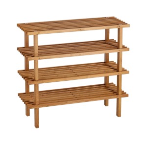 Zeller Schuhregal aus Bambus mit 2 Ablagen für bis zu 6 Paar Schuhe.