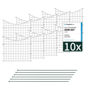 VERDOBA Teichzaun 10er Set, anthrazitfarbener Metall Gartenzaun mit Unterbogen und Befestigungsstäben.