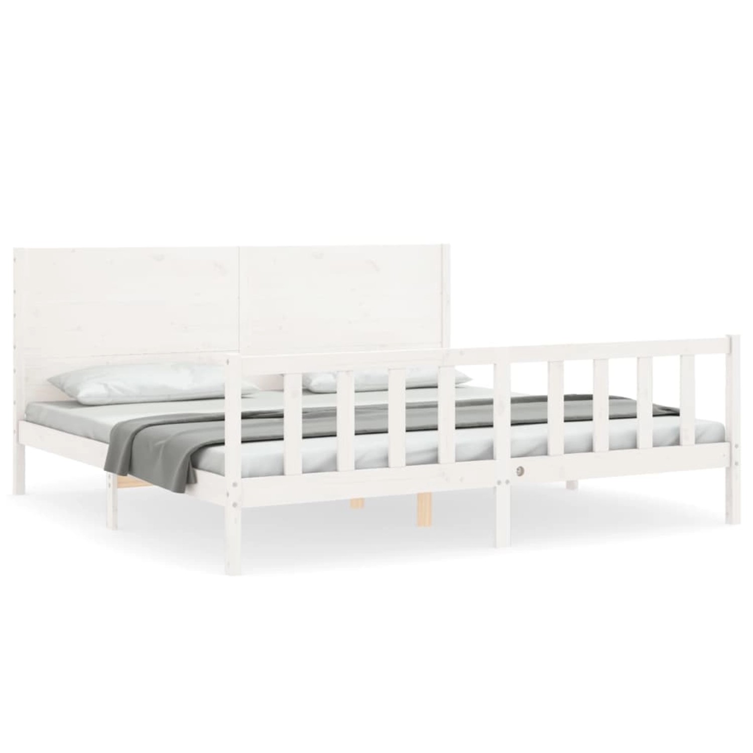 vidaXL Massivholzbett ohne Matratze Weiß 200x200 cm Kiefernholz 3192772 günstig online kaufen