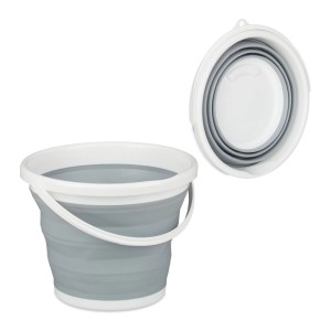 Relaxdays Eimer PP TPE Grau Faltbar 10 l 24,5 cm x 33 cm x 34,5 cm 0,5 kg