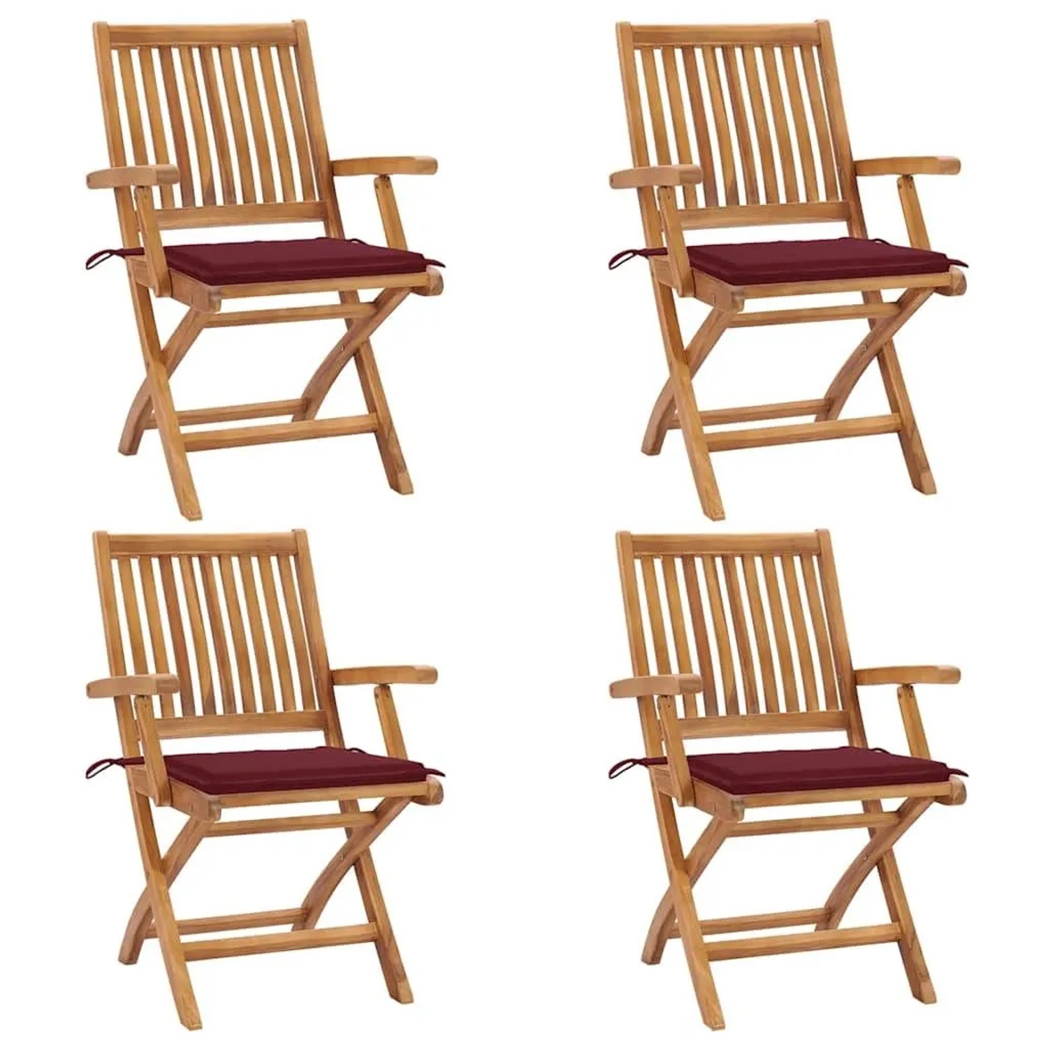 vidaXL Klappbare Gartenstühle mit Kissen 4 Stk Massivholz Teak 3072732 günstig online kaufen