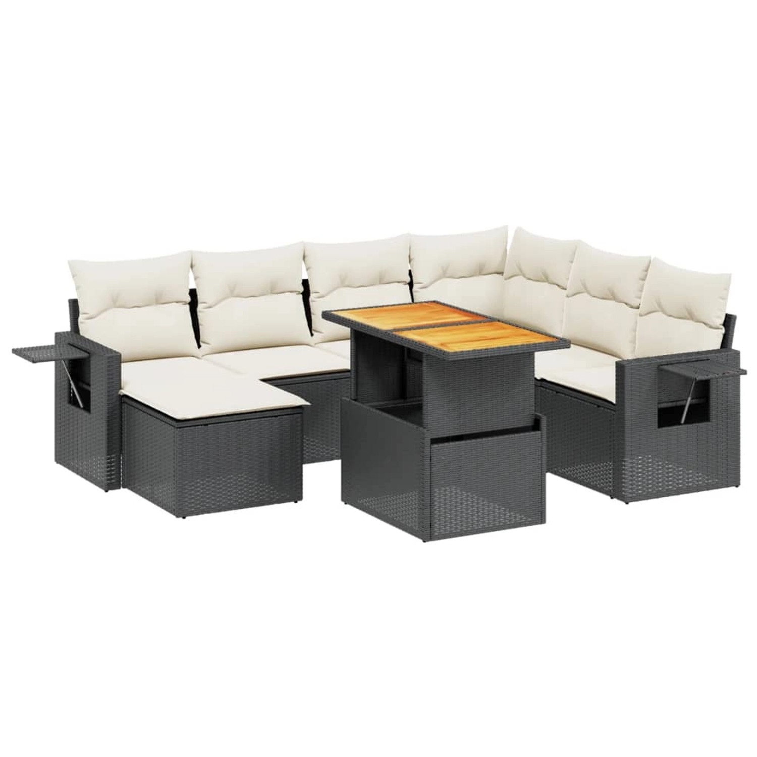 vidaXL 8-Tlg Garten-Sofagarnitur mit Kissen Schwarz Poly Rattan 3271868 günstig online kaufen