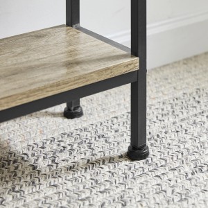 Detailaufnahme: SoBuy Konsolentisch FSB49-PZ mit Ablage, Vintage-Look, schwarzes Metallgestell.