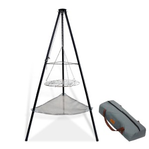 CCLIFE Schwenkgrill 166cm mit Grillrost, drehbar, tragbar, inklusive Tragetasche.