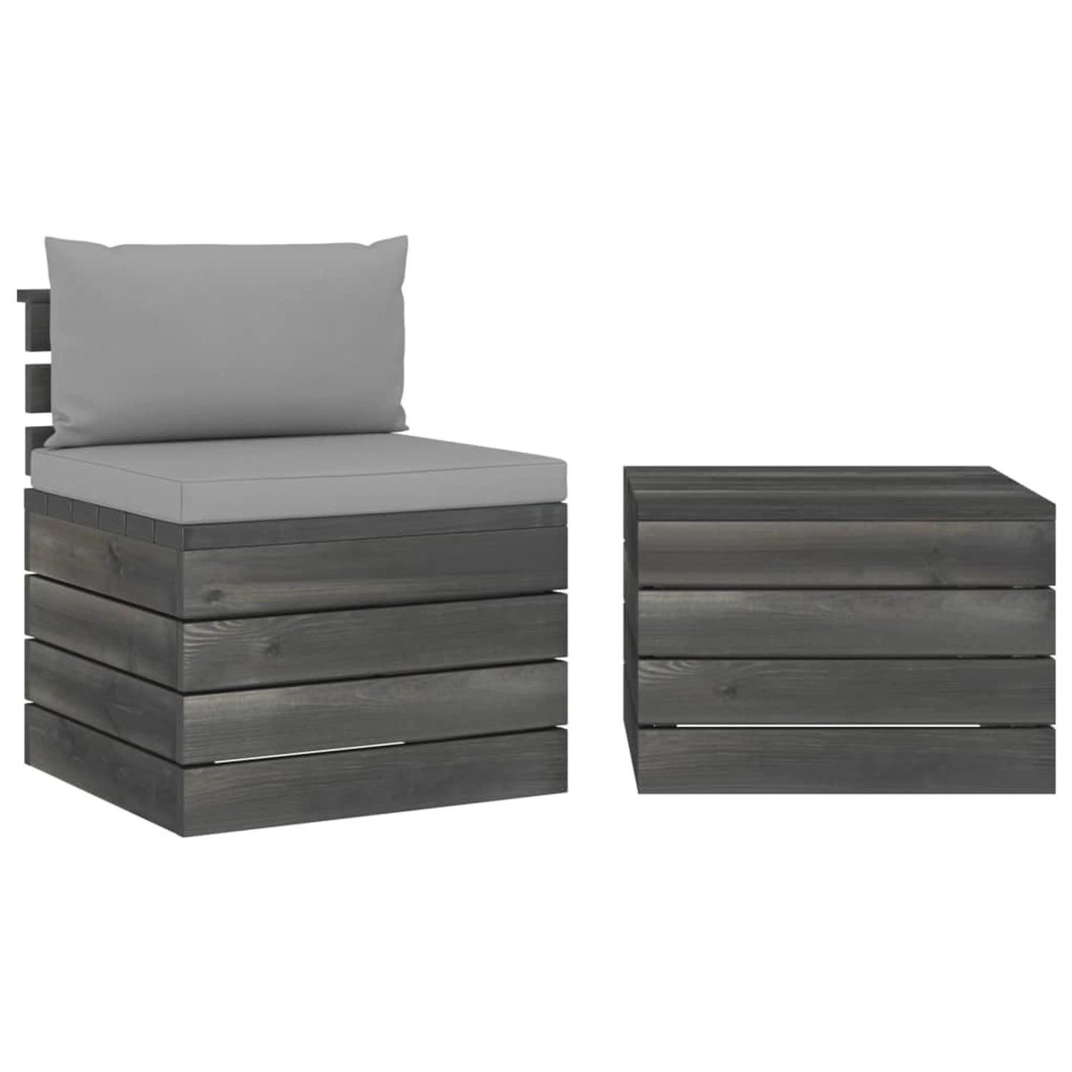 vidaXL 2-Tlg Garten-Sofagarnitur aus Paletten mit Kissen Kiefernholz 3061660