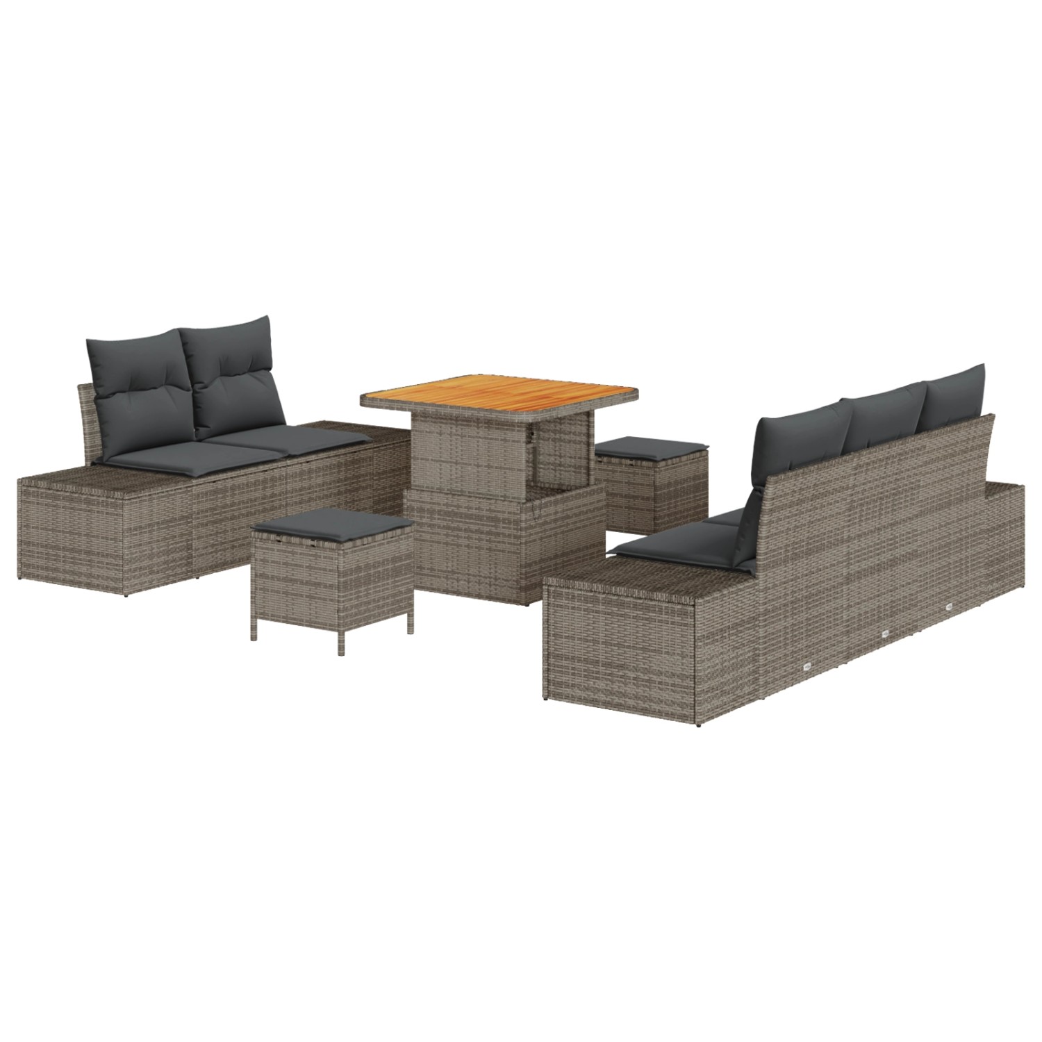 vidaXL Garten-Sofa-Set mit Kissen 8-Tlg Grau Poly Rattan 3362728 günstig online kaufen