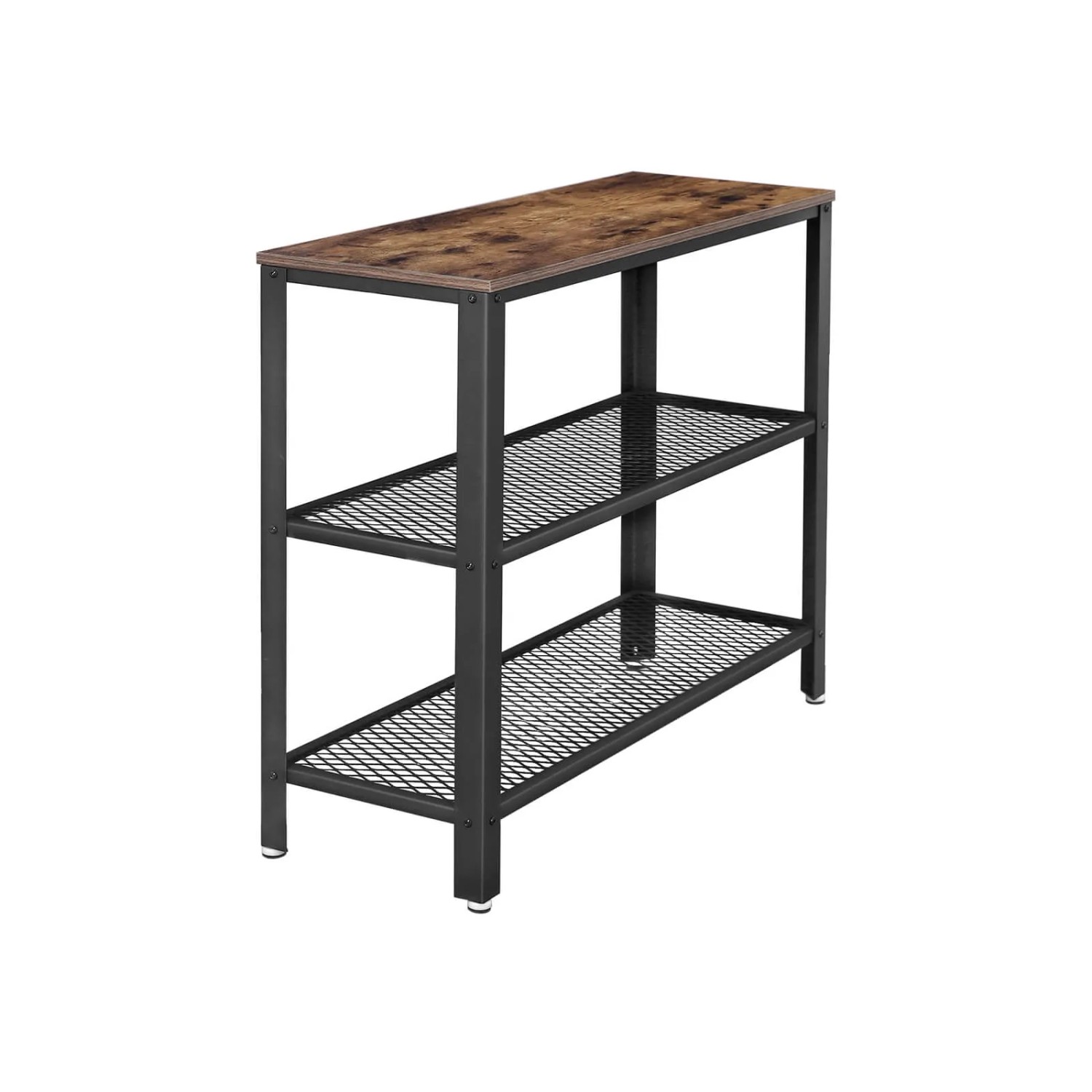 Vasagle Konsolentisch in Braun-Schwarz mit 2 Gitterböden, 101,5x35x80 cm.