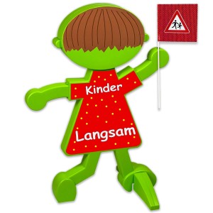 Reflektierendes 3D Warnschild Lisa Brems: Verkehrszeichen für Kinder, "Kinder Langsam".