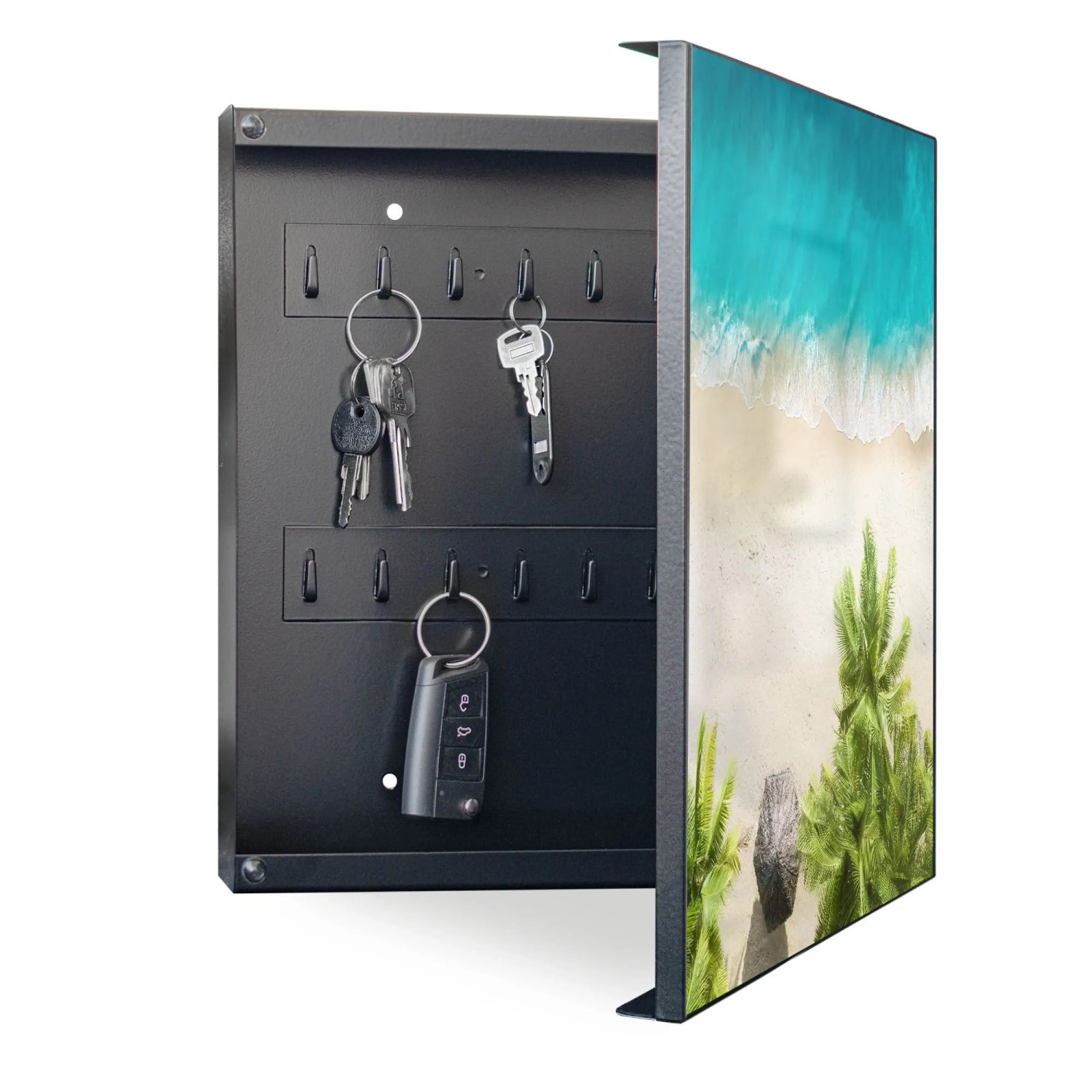Banjado Schlüsselkasten Schwarz Glas 30x30cm 50 Haken Beschreibbar Magnetisch kaufen bei OBI