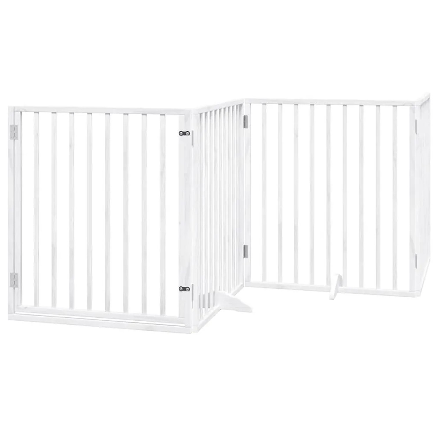 vidaXL 6 Tlg Hundetor mit Tür Faltbar Weiß 480 cm Pappelholz 3155565
