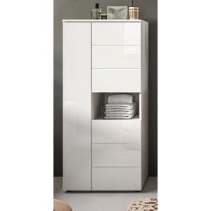 Inn.Furn Badezimmer Midischrank in Weiß Hochglanz 60 x 131 cm Larik