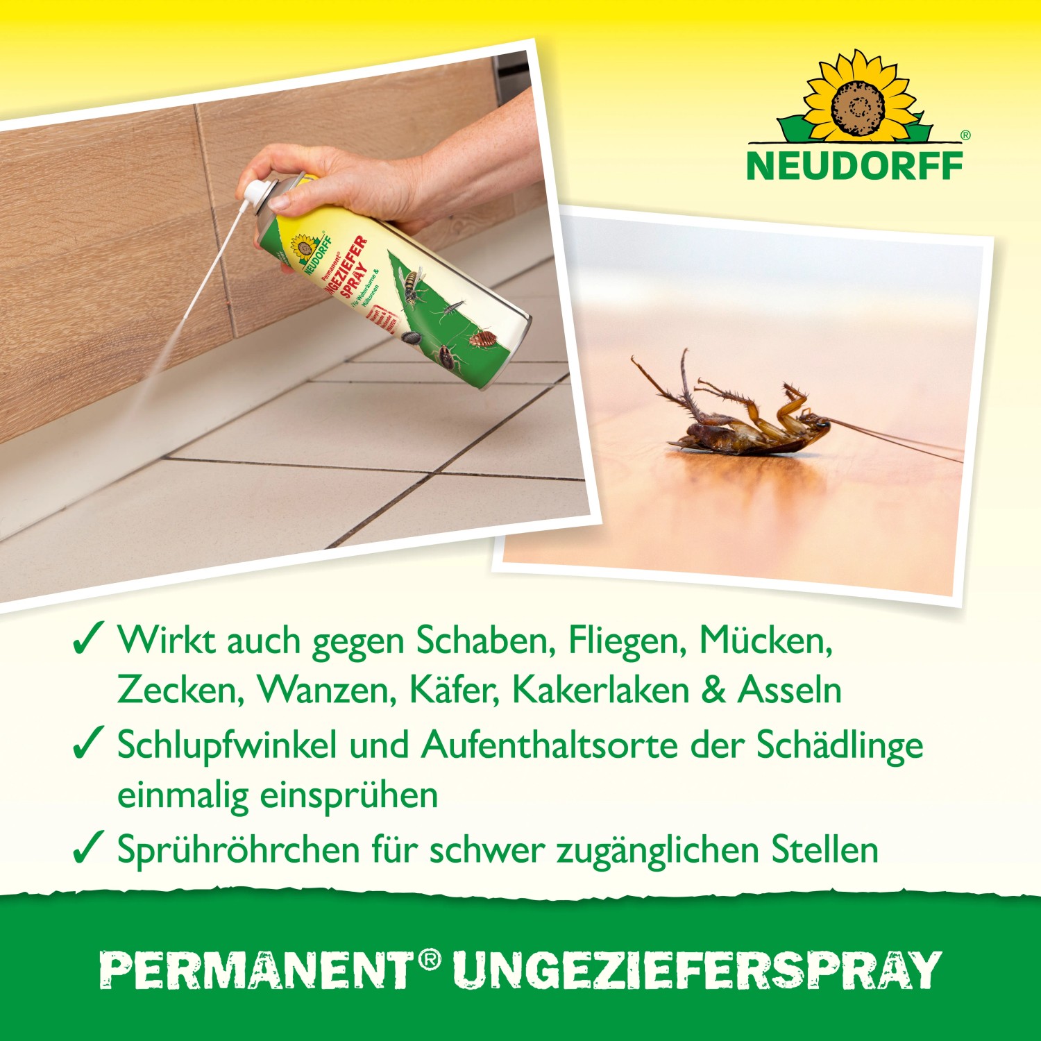 Neudorff Permanent Ungeziefer-Spray 500ml: Sprühanwendung gegen Ungeziefer wie Schaben und Asseln.