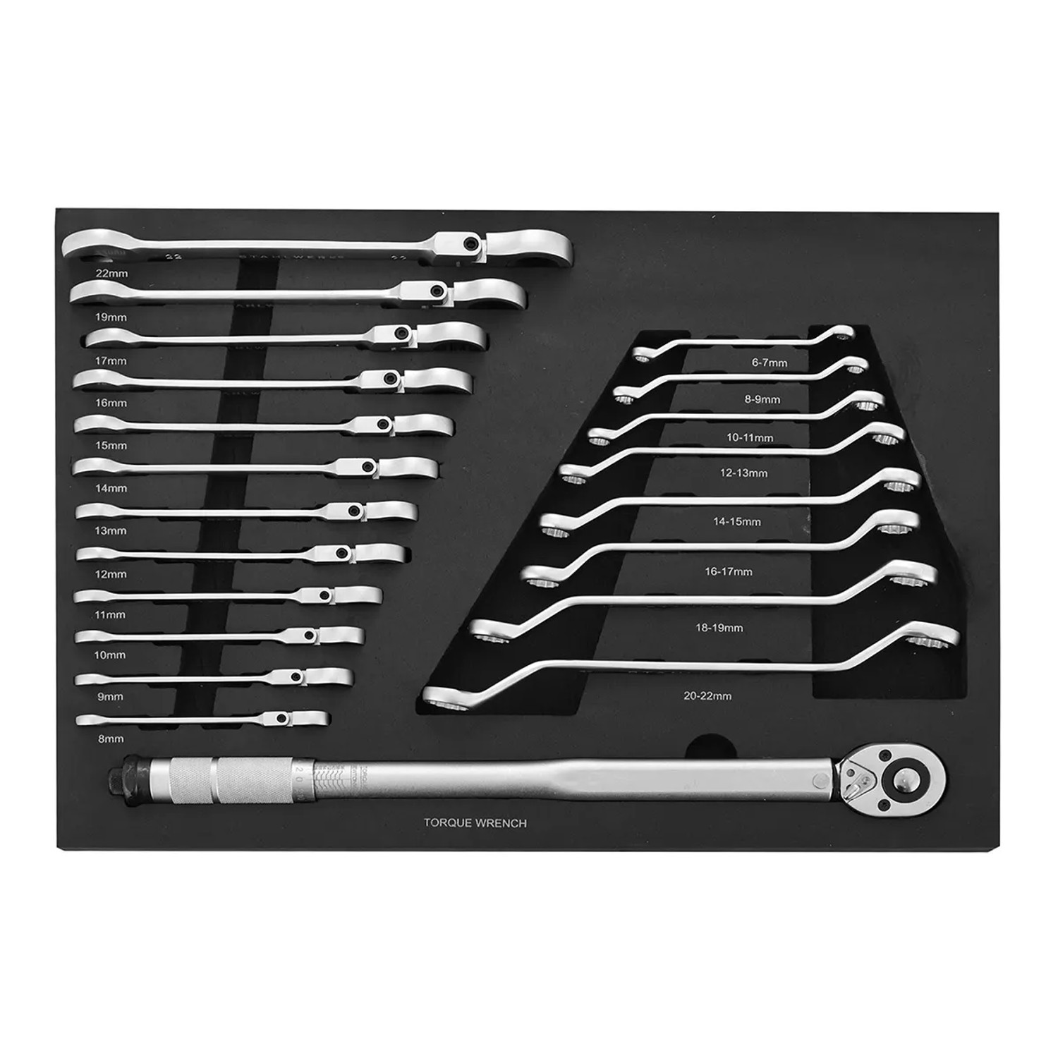 STAHLWERK Werkzeugwageneinlage 21 Teiliger Schraubenschlüsselsatz