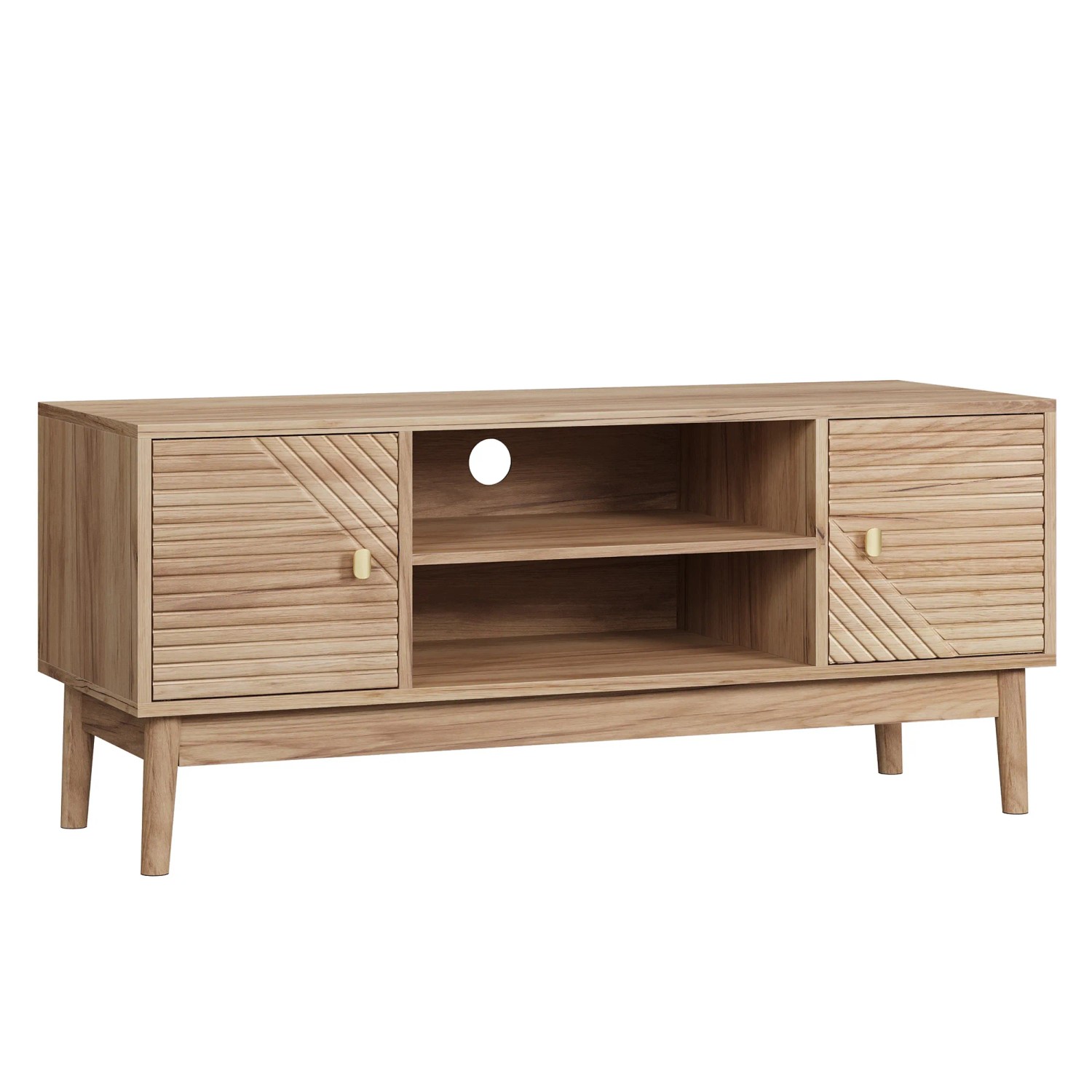 okwish TV-Ständer mit Stauraum für Wohn- und Schlafzimmer 110x40x48cm Eiche