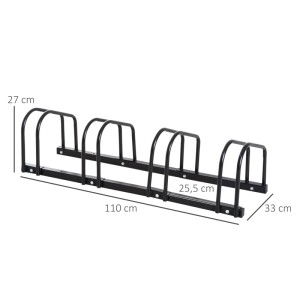 HOMCOM Fahrradständer Wetterfest Boden- Wandmontage Stahl Schwarz 110x33x27cm